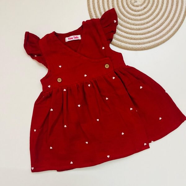 Kimono Frock - Red with White multi heart