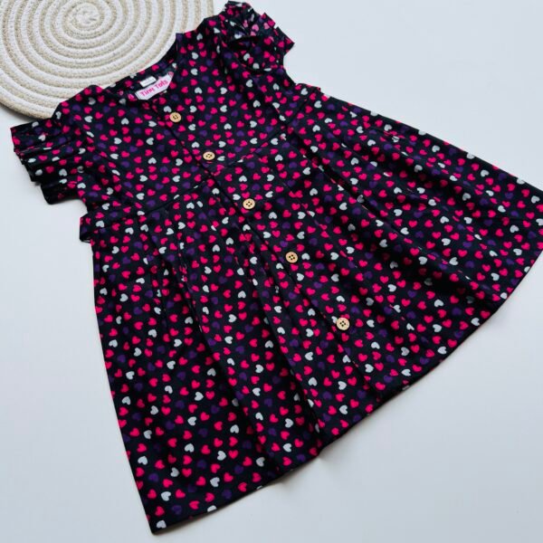 Girls Black Cotton Heart Print Frock – Soft & Stylish Everyday Wear