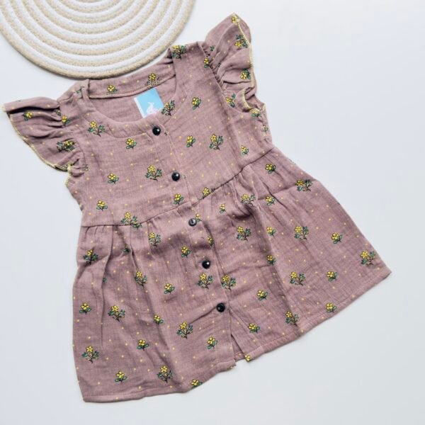 Floral Printed Muslin Frock for Girls – Soft, Breathable & Stylish