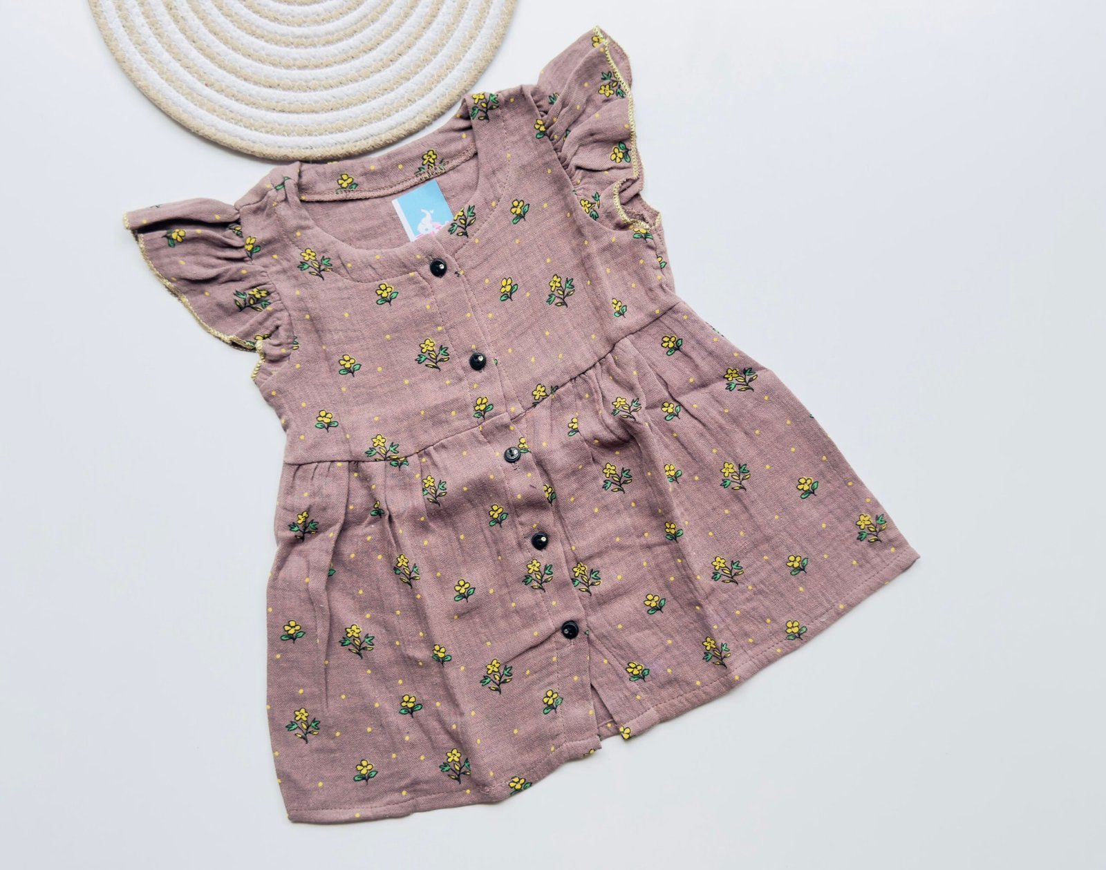 img_0714 Floral Printed Muslin Frock for Girls – Soft, Breathable & Stylish - Image 1