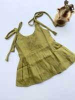 Baby Silk Knot Frock – Olive Green