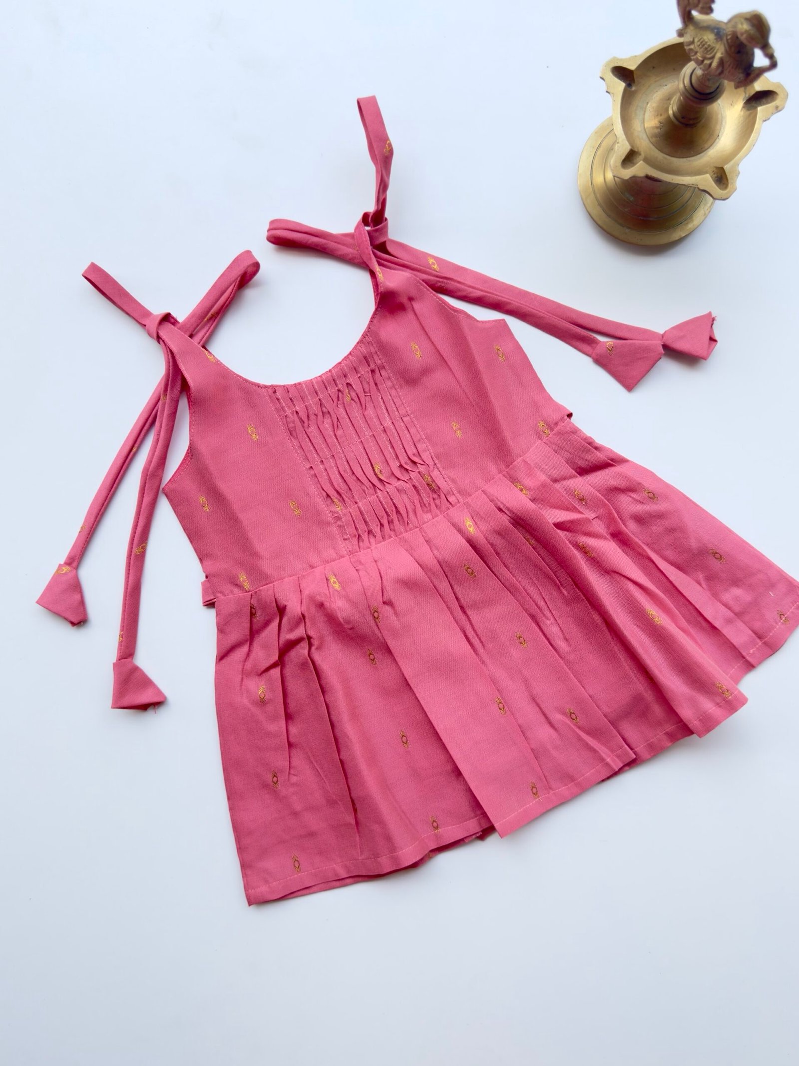 img_1014 Baby Silk Knot Frock – Pink - Image 1