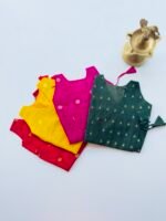 Pink Silk Baby Frock with Gold Polka | Side Knot Ethnic Wear - Image 4
