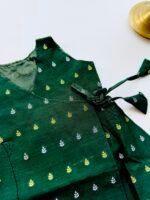 Green Silk Baby Frock with Gold Polka | Side Knot Ethnic Wear - Image 3