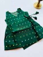 Green Silk Baby Frock with Gold Polka | Side Knot Ethnic Wear - Image 2