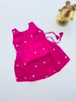 Pink Silk Baby Frock with Gold Polka | Side Knot Ethnic Wear