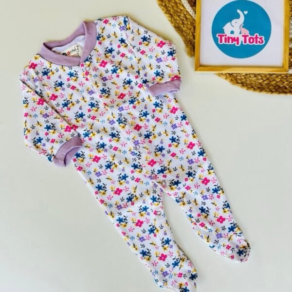 Purple with Flowers - Sleepsuit