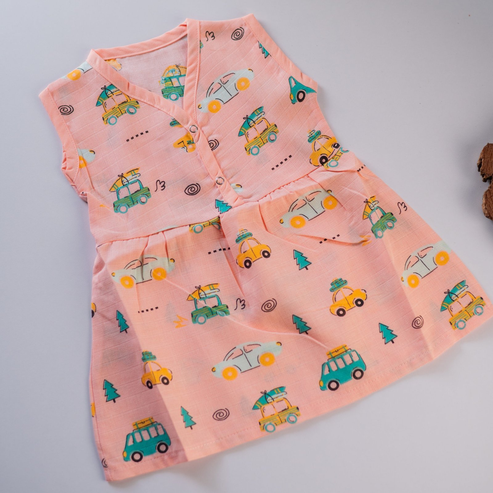 A-Bus-Front-Button-Muslin-Frock-1-scaled-1.jpeg A Bus- Sleeveless Frock with Front Button - Image 1
