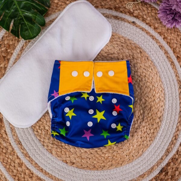 The Tiny Tots Organic Reusable Cloth Diapers - Blue Star