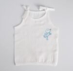 White Muslin Knot Jabla with Bird Embroidery – 100% Cotton for Newborns