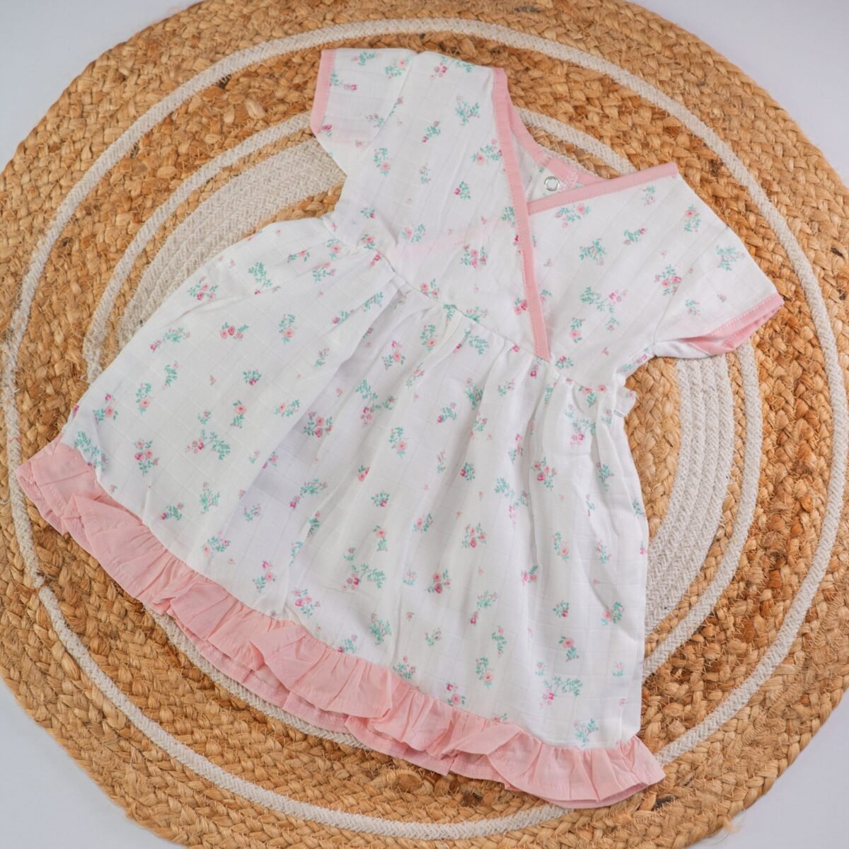Floral - Muslin Crossover Frock - Image 2