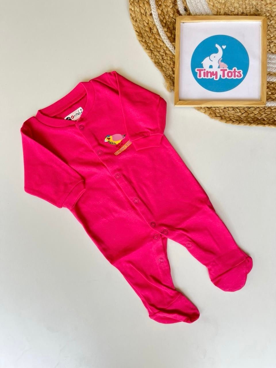c5c9344a-9a40-4a16-a914-7154aa6489c4.jpeg Pink Bird - Sleepsuit - Image 1