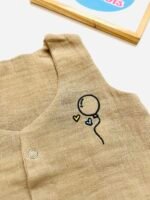 Crinkle Muslin Vest  - With Balloon Embroidery (Sand Beige) - Image 3
