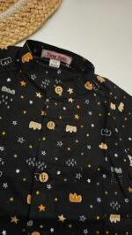 Baby Boy Black Printed Shirt  – Cute Star and Cloud Design - Image 2