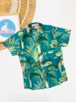 Baby Boy Jungle Print Shirt – Teal Green Safari Theme - Image 2