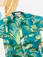 Baby Boy Jungle Print Shirt – Teal Green Safari Theme - Image 3