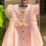 Peach Bunny Print Cotton Baby Frock
 – Cute & Comfortable New Collection