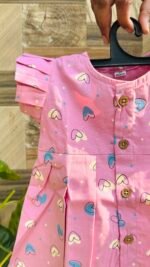 Baby Pink with cute heart  Print Cotton Baby Frock
 – Cute & Comfortable New Collection - Image 2