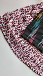 Midnight Black Ikat Top with Folk Print Skirt Set - Image 3