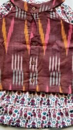 Maroon Ikat Top with Folk Print Skirt Set - Image 3