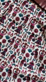 Maroon Ikat Top with Folk Print Skirt Set - Image 4