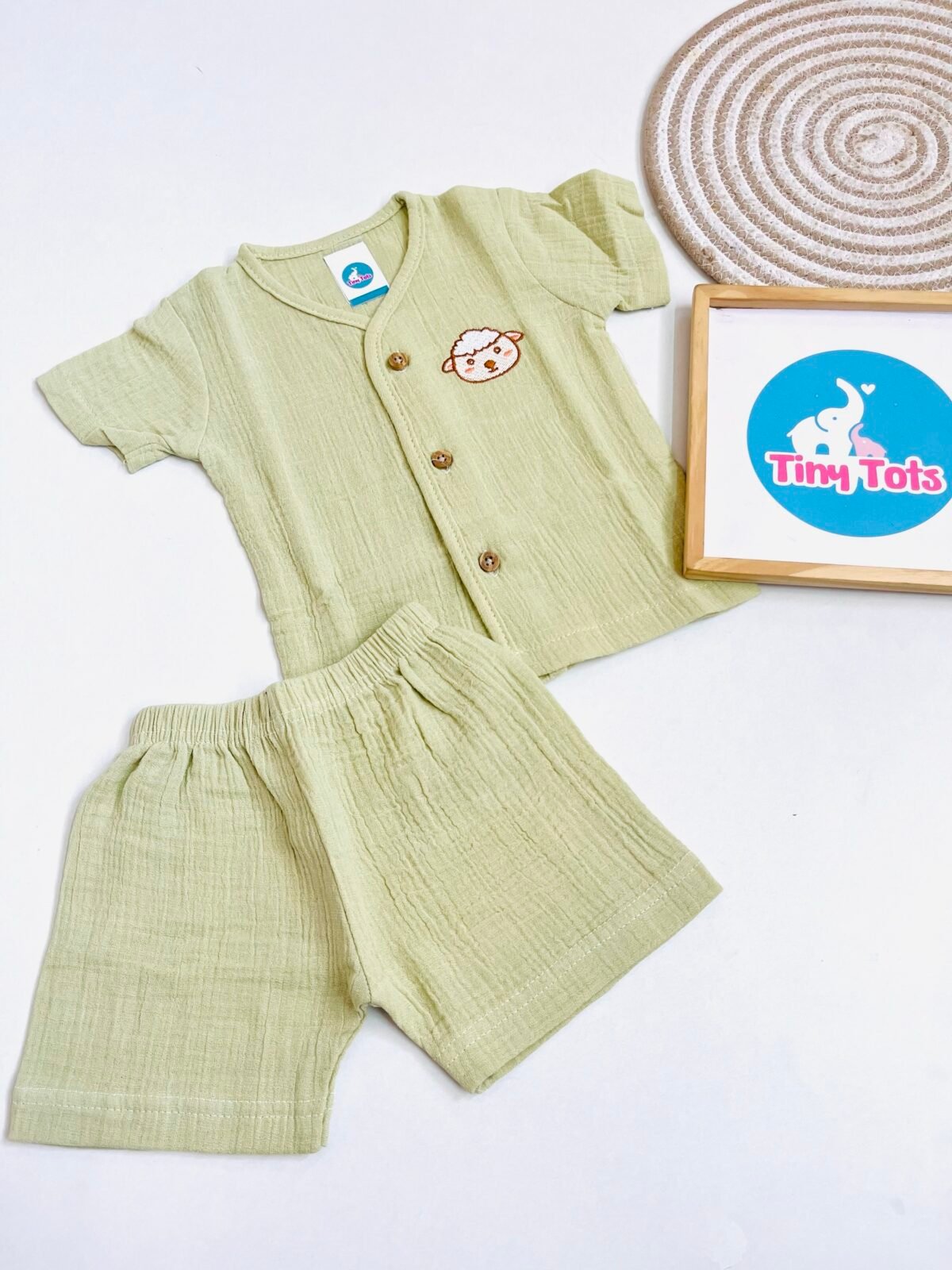 Muslin Sleeve Jabla Set - Pastel Pistachio Green (Sheep) - Image 3