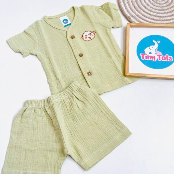 Muslin Sleeve Jabla Set - Pastel Pistachio Green (Sheep)