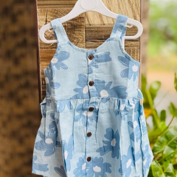 A Sky Blue Floral  - Muslin Ria Frock