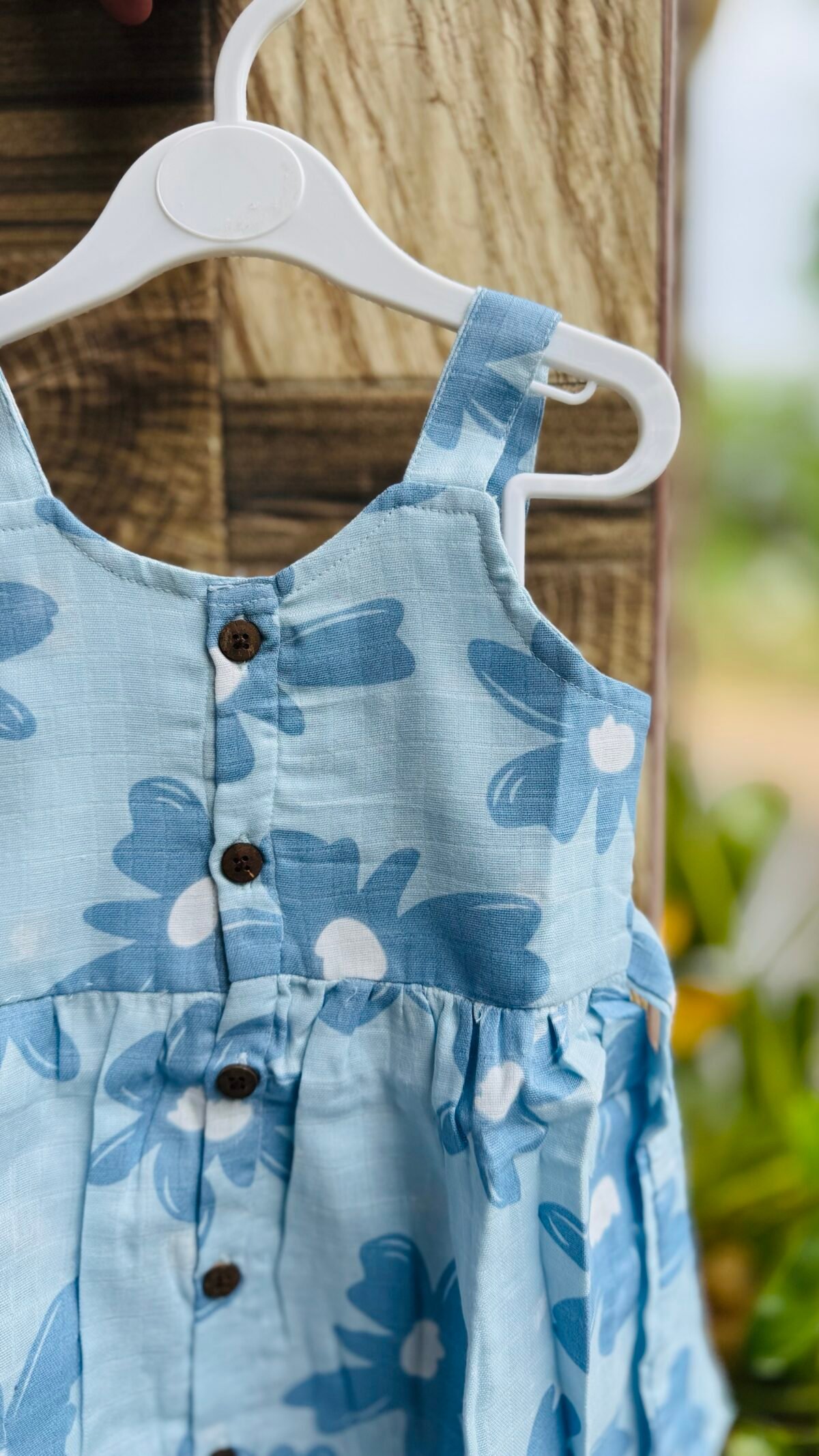 A Sky Blue Floral  - Muslin Ria Frock - Image 2