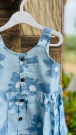 A Sky Blue Floral  - Muslin Ria Frock - Image 2