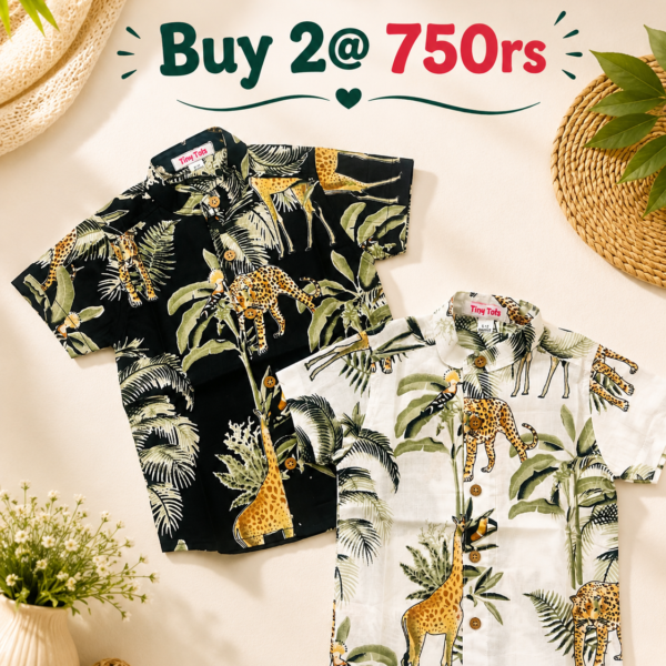 Combo 5 – Boys Cotton Shirts | Safari Black & Safari White