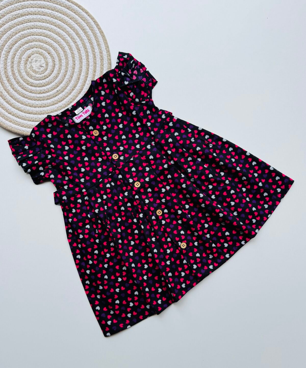 Combo 1 – Heart & Cherry Print Cotton Frocks - Image 2